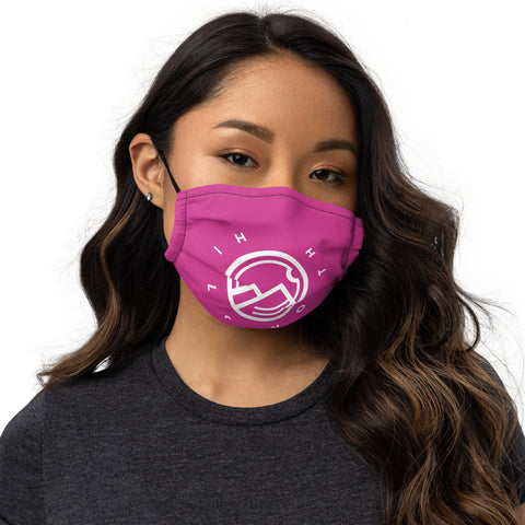 HILLS NORTH PINK AND WHITE HILLS NORTH LOGO PREMIUM MASK