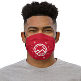 HILLS NORTH RED AND WHITE HILLS NORTH LOGO PREMIUM MASK