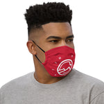 HILLS NORTH RED AND WHITE HILLS NORTH LOGO PREMIUM MASK