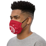 HILLS NORTH RED AND WHITE HILLS NORTH LOGO PREMIUM MASK