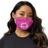 HILLS NORTH PINK AND WHITE HILLS NORTH LOGO PREMIUM MASK