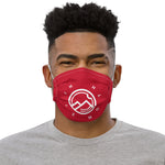 HILLS NORTH RED AND WHITE HILLS NORTH LOGO PREMIUM MASK